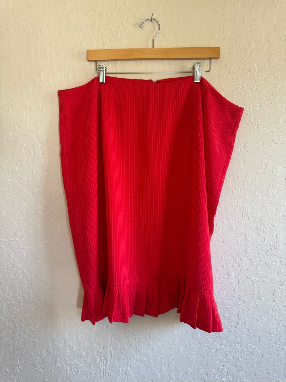 Women's Red Midi Skirt with Ruffle Hem